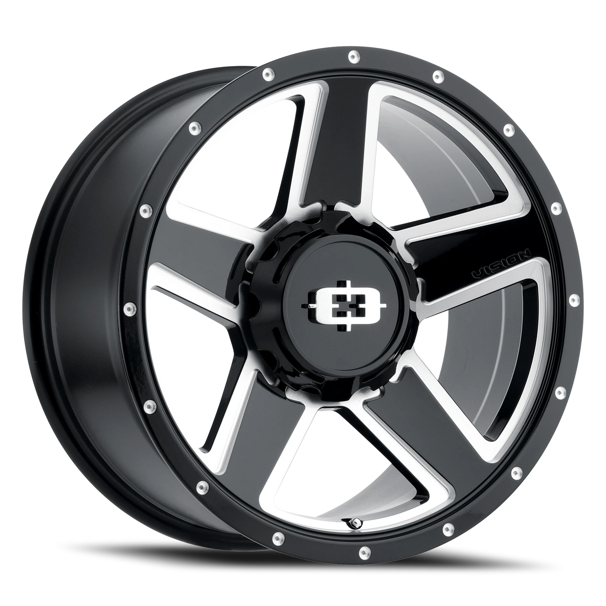 Vision Wheel 390 Gloss Black Milled Spoke 15x6 0 5x114.3mm 83mm - Wheelwiz