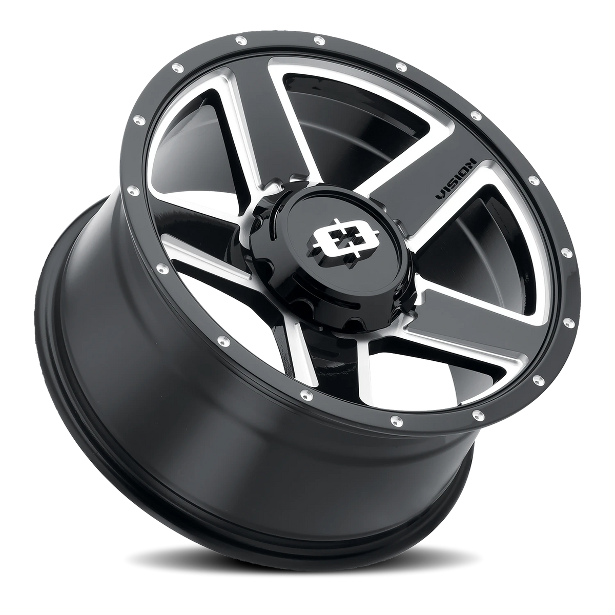 Vision Wheel 390 Gloss Black Milled Spoke 18x9 +18 5x114.3mm 83mm - Wheelwiz