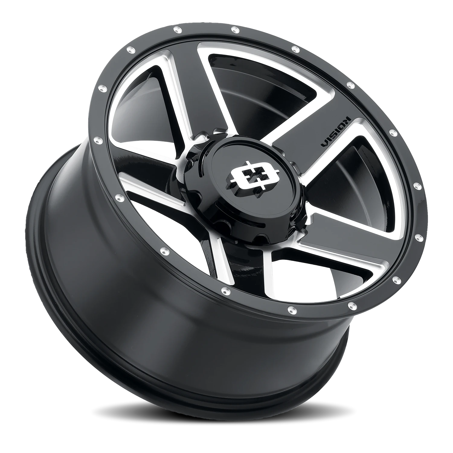 Vision Wheel 390 Gloss Black Milled Spoke 16x6 0 8x165.1mm 124.5mm - Wheelwiz