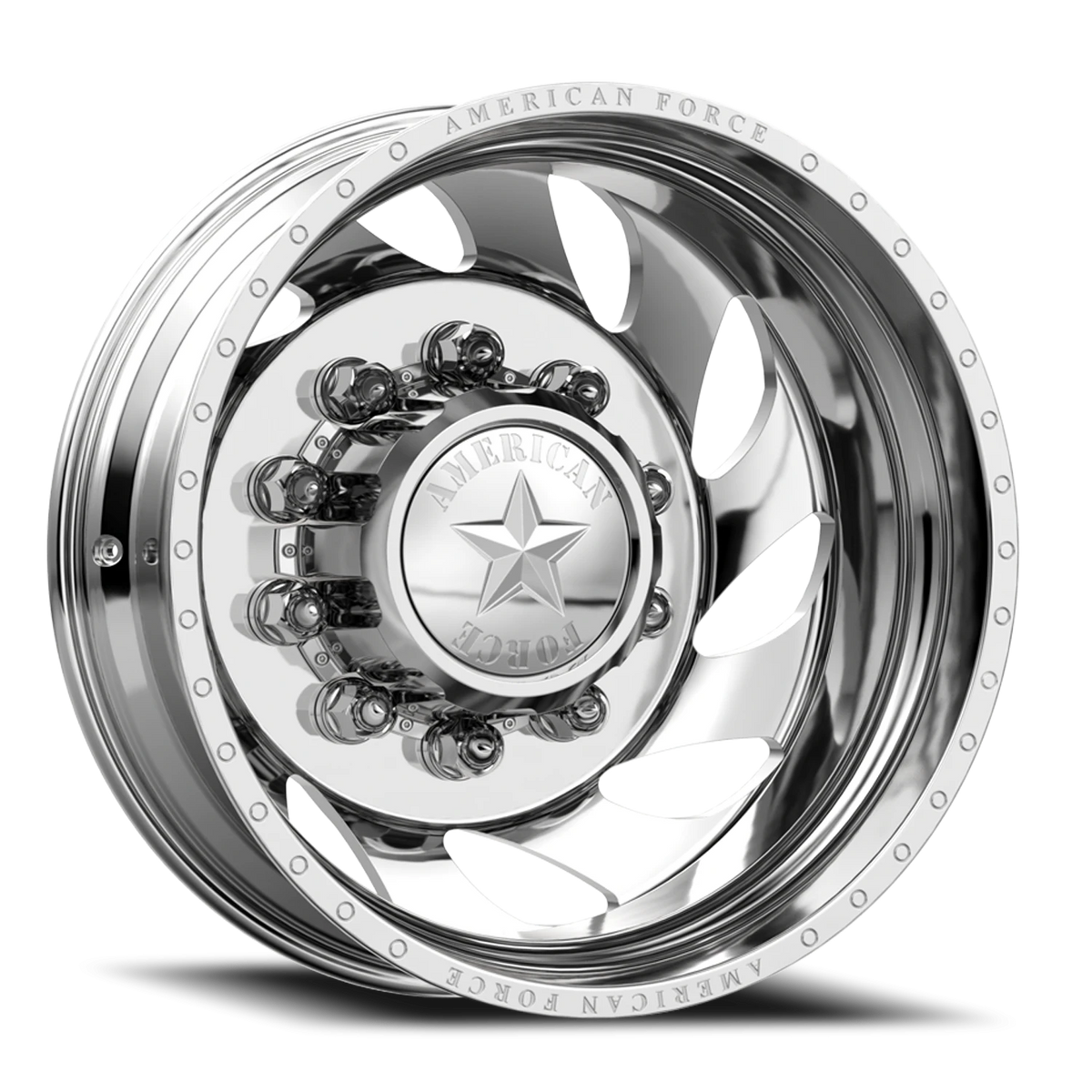 American Force F08 Flow DRW Polished 22.5x8.25 -145 8x225mm 170mm - Wheelwiz