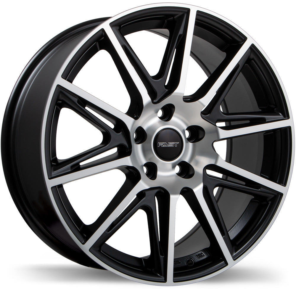 Fast Wheels Switch Matte Black with Machined Face 17x7.5 +40 5x110mm 65.1mm