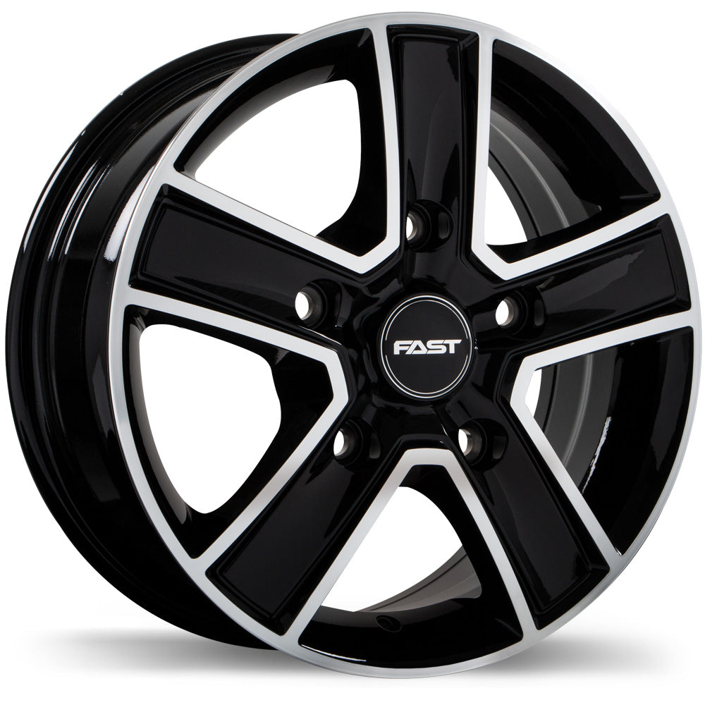 Fast Wheels Transport Gloss Black with Machined Face 16x6.5 +60 5x160mm 65.1mm - Wheelwiz