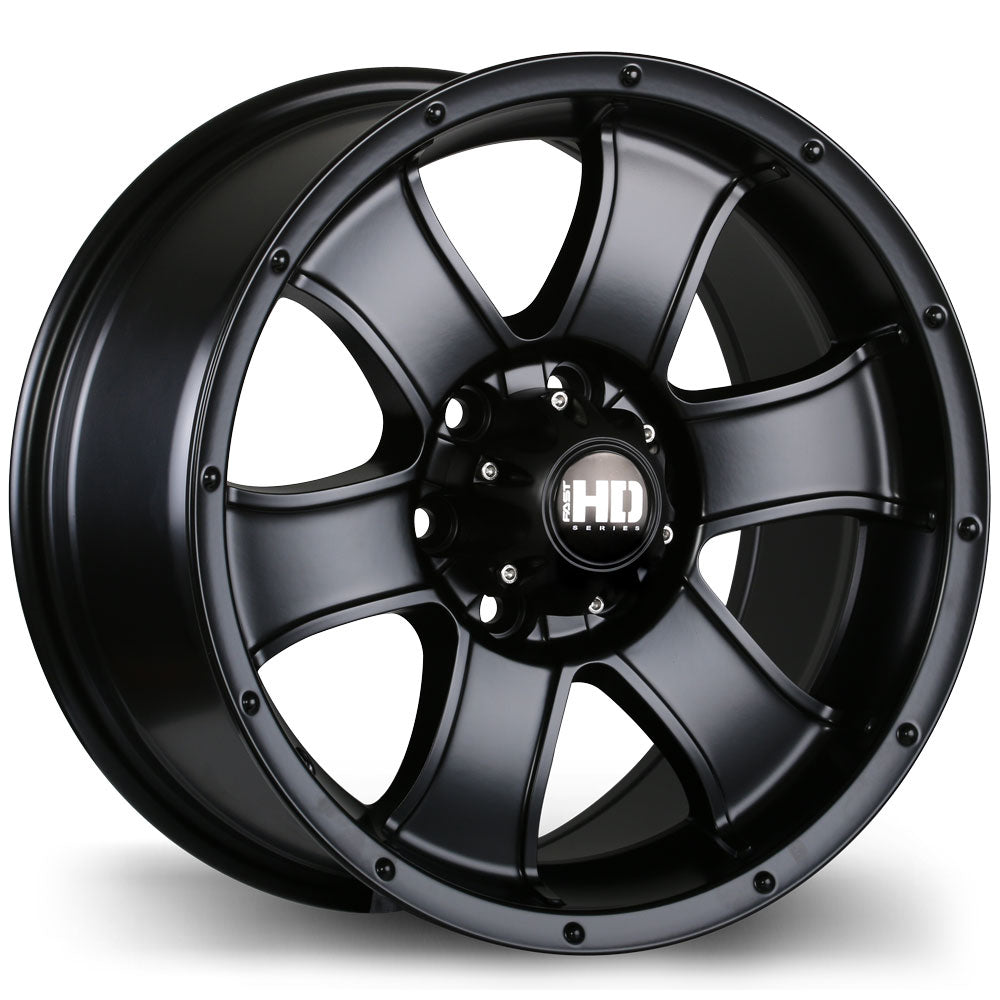Fast HD Terrano Satin Black 16x8 +18 6x114.3mm 66.1mm - Wheelwiz