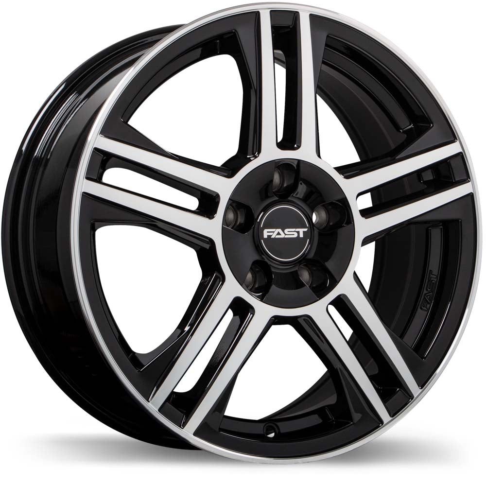 Fast Wheels Shadow Gloss Black with Machined Face 17x7 +45 5x100|5x114.3mm 72.6mm - Wheelwiz