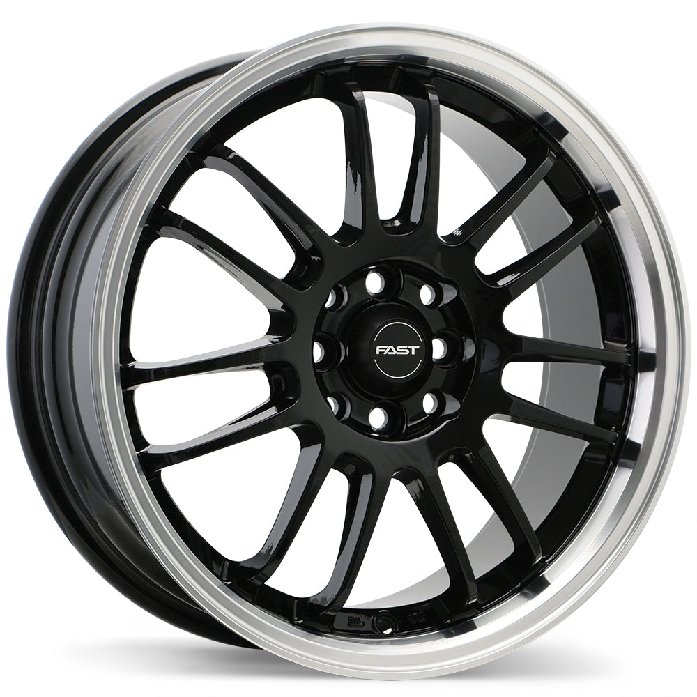 Fast Wheels Shibuya Gloss Black with Machined Lip 15x6.5 +40 4x100|4x114.3mm 72.6mm