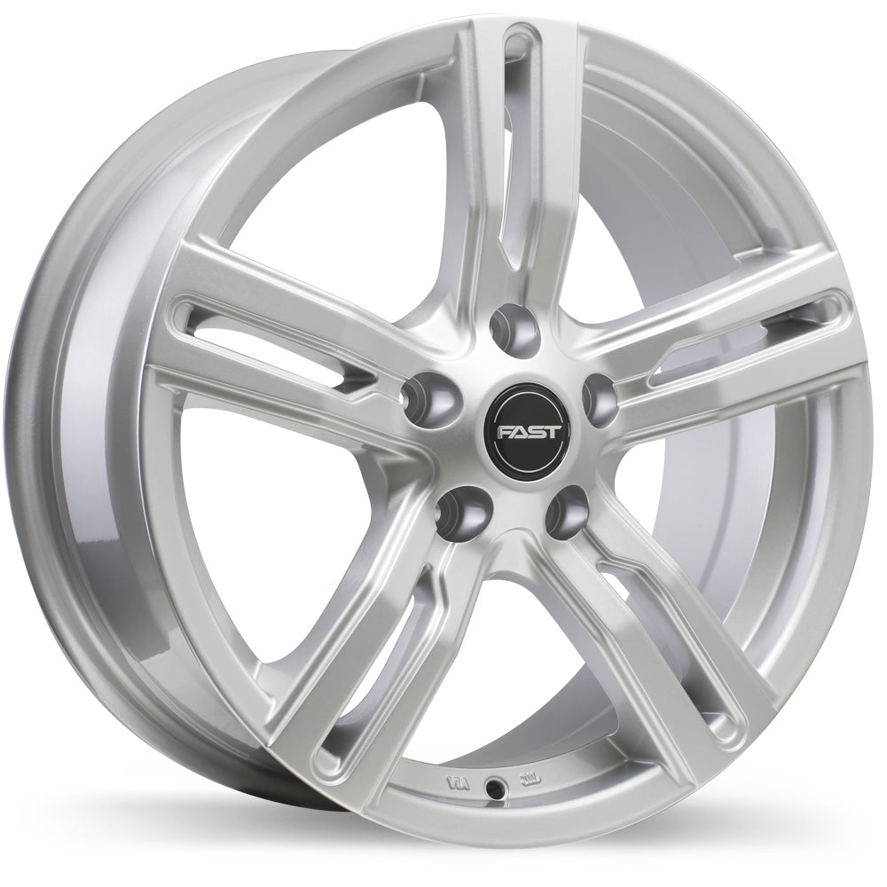 Fast Wheels Bullseye Hyper Silver Metallic 18x8.5 +50 5x114.3mm 66.1mm - Wheelwiz