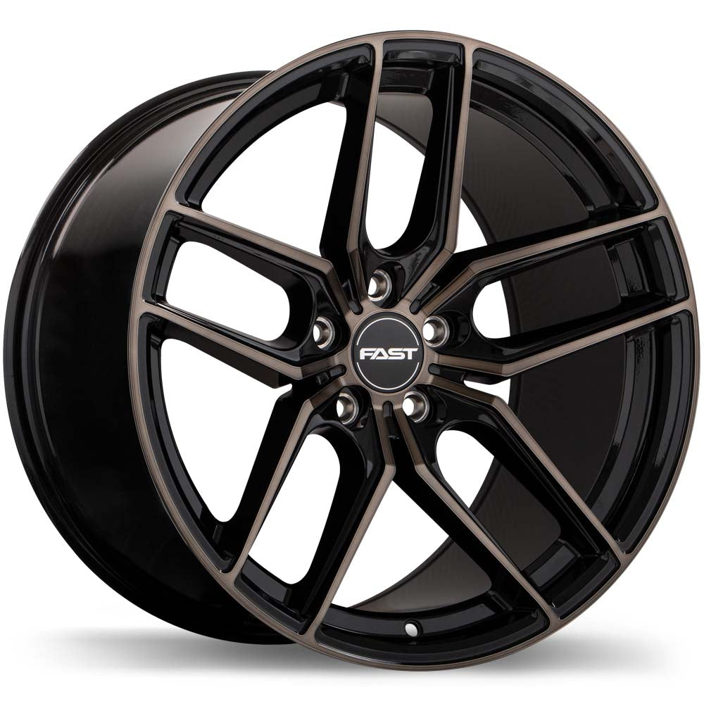 Fast Wheels Aristo Gloss Black with Machined Face and Smoked Clear 19x11 +25 5x110mm 72.6mm - Wheelwiz