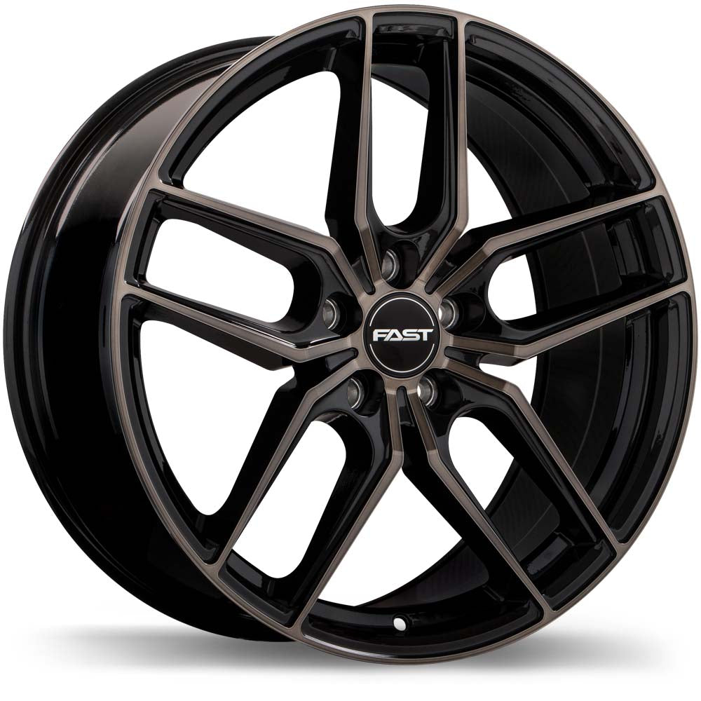 Fast Wheels Aristo Gloss Black with Machined Face and Smoked Clear 19x8.5 +40 5x114.3mm 72.6mm