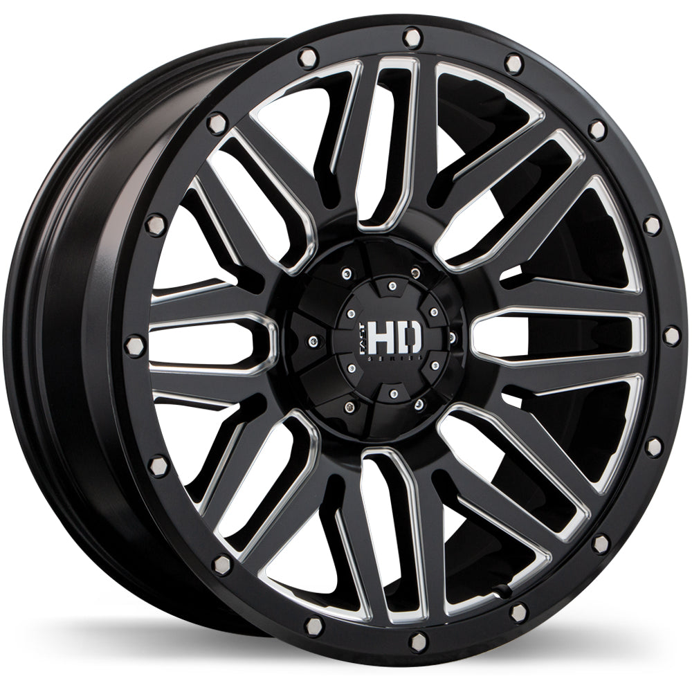 Fast HD Menace Satin Black with Milled Trim 17x8 +15 6x139.7mm 106.1mm