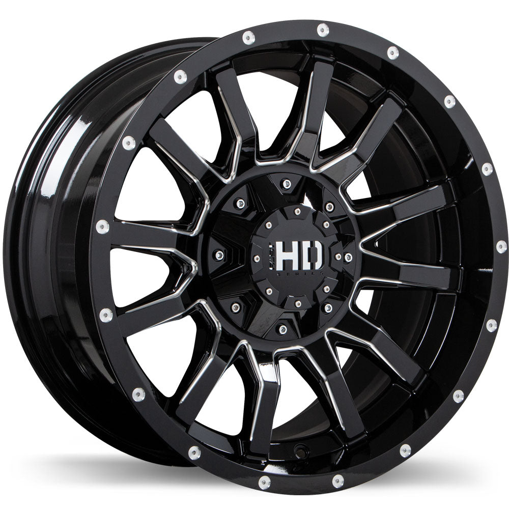 Fast HD TRAXX Gloss Black with Milled Trim 20x10 -15 8x180mm 125.0mm