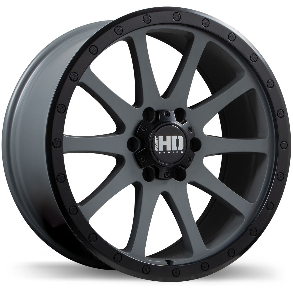Fast HD Throttle Satin Grey with Black Lip 17x9 +25 6x139.7mm 77.8mm