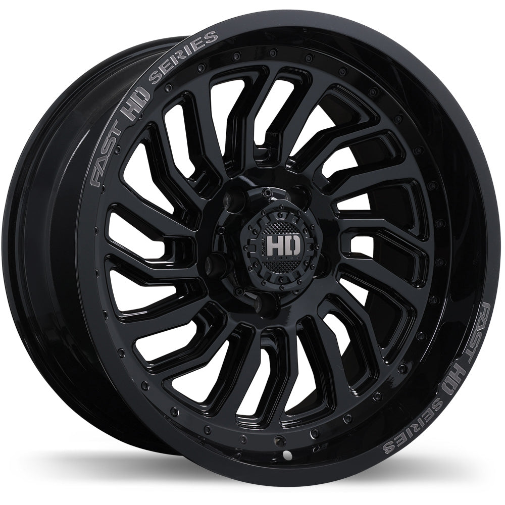 Fast HD D-STRUCT Gloss Black with Grey Milling 20x10 -15 5x139.7mm 77.8mm