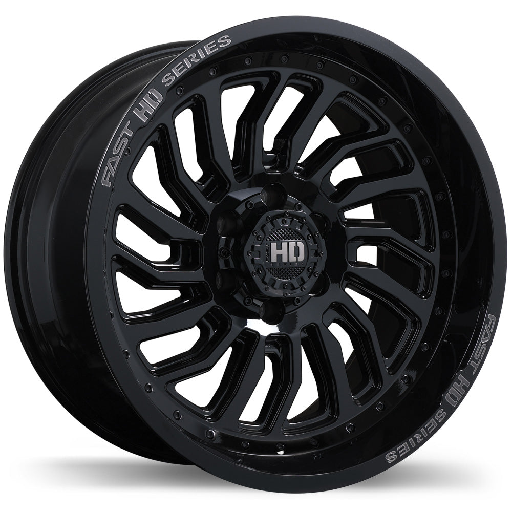 Fast HD D-STRUCT Gloss Black with Grey Milling 20x10 -15 6x139.7mm 106.1mm - Wheelwiz