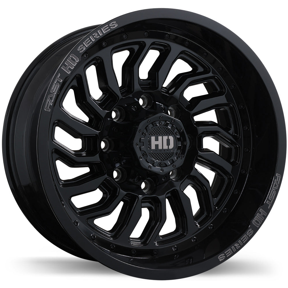 Fast HD D-STRUCT Gloss Black with Grey Milling 20x10 -15 8x165.1mm 125.1mm - Wheelwiz