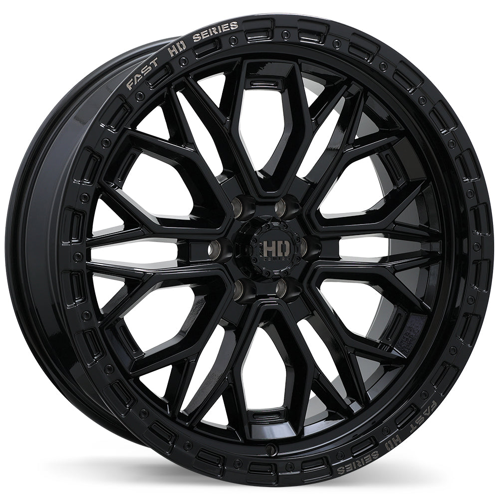 Fast HD Muramasa Gloss Black with Grey Milling 20x9 0 6x114.3mm 66.1mm
