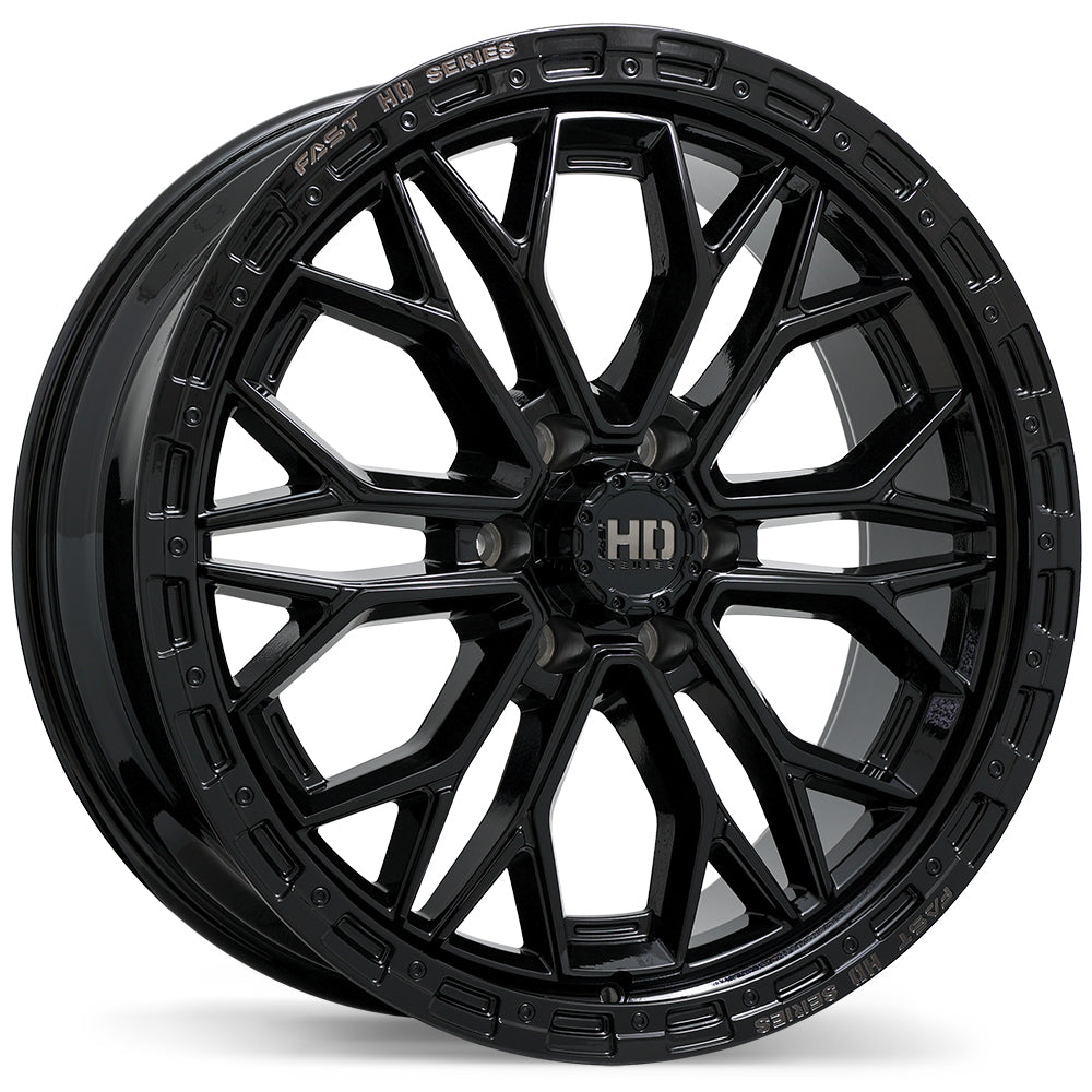 Fast HD Muramasa Gloss Black with Grey Milling 22x9 +30 6x135mm 87.1mm - Wheelwiz