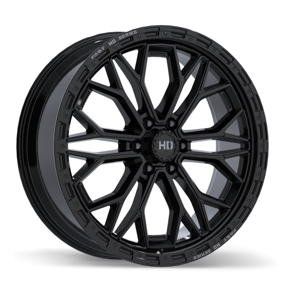 Fast HD Muramasa Gloss Black with Grey Milling 24x9.5 +28 6x139.7mm 93.1mm - Wheelwiz