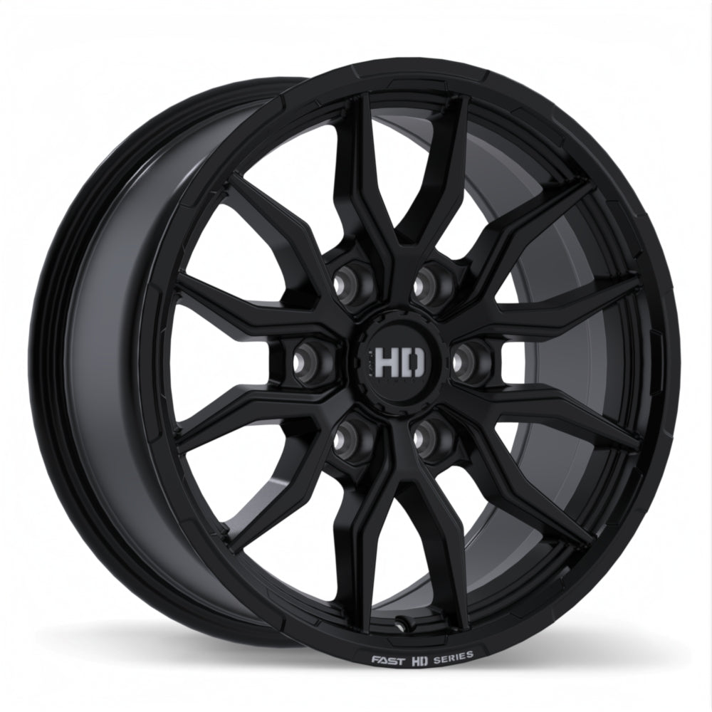 Fast HD Grit Satin Black with Milling 17x8 +24 6x139.7mm 78.0mm - Wheelwiz