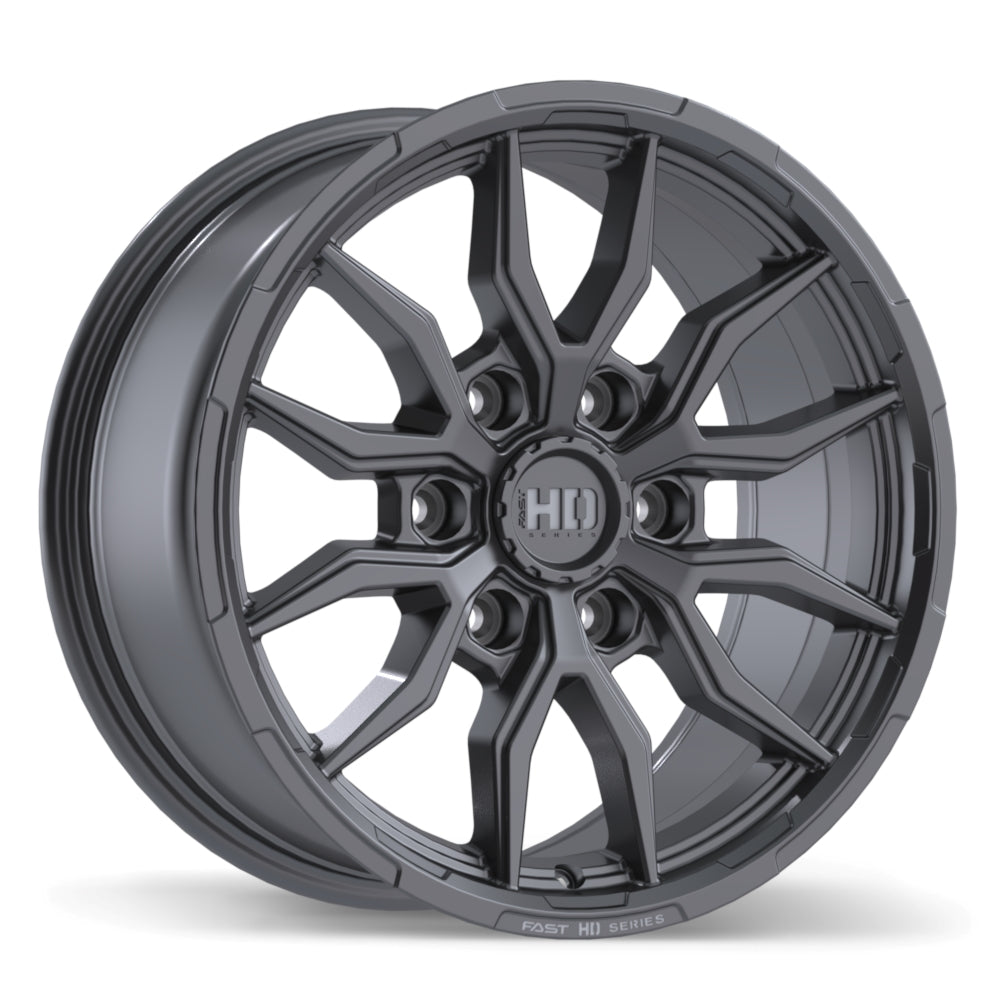 Fast HD Grit Satin Gunmetal with Milling 17x8 +24 6x139.7mm 78.0mm