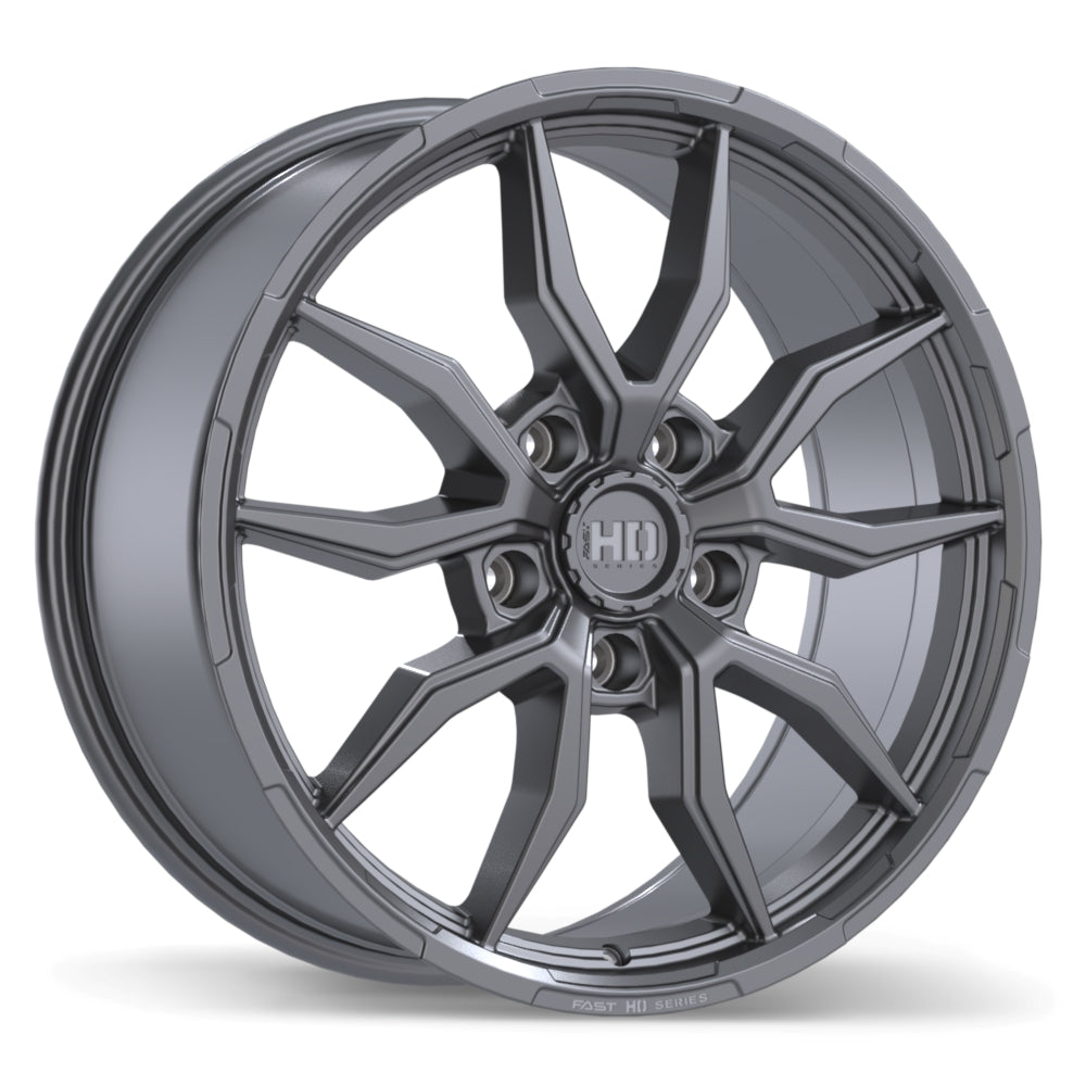 Fast HD Grit Satin Gunmetal with Milling 20x9 +45 5x127mm 71.5mm - Wheelwiz