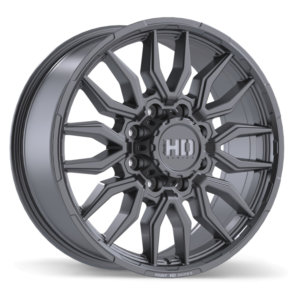 Fast HD Grit Satin Gunmetal with Milling 20x8.5 +47 8x180mm 124.4mm