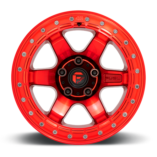 Fuel Offroad D123 BLOCK BEADLOCK Candy Red W/ Candy Red Ring 17x9 -15 5x127mm 71.5mm