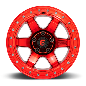 Fuel Offroad D123 BLOCK BEADLOCK Candy Red W/ Candy Red Ring 17x8.5 0 6x139.7mm 106.1mm