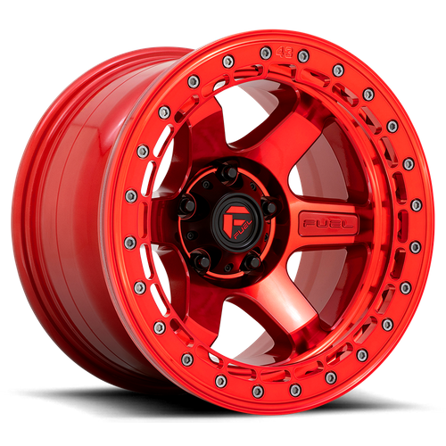 Fuel Offroad D123 BLOCK BEADLOCK Candy Red W/ Candy Red Ring 17x9 -15 6x139.7mm 106.1mm