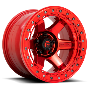 Fuel Offroad D123 BLOCK BEADLOCK Candy Red W/ Candy Red Ring 17x9 -15 6x139.7mm 106.1mm