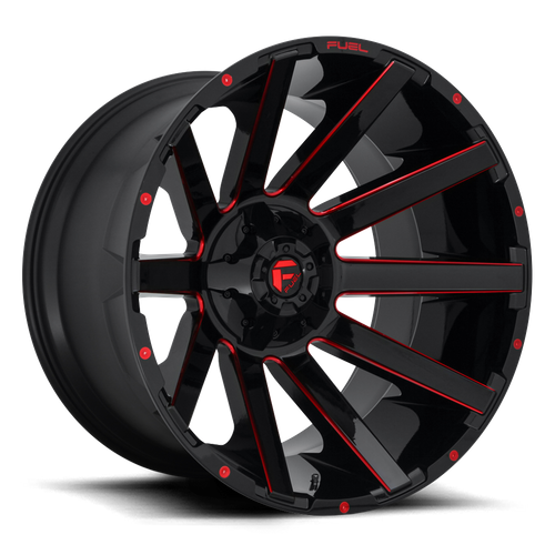 Fuel Offroad D643 CONTRA Gloss Black Red Tinted Clear 24x12 -44 5x127|5x139.7mm 87.1mm - Wheelwiz