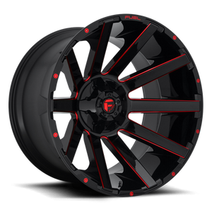 Fuel Offroad D643 CONTRA Gloss Black Red Tinted Clear 24x12 -44 5x127|5x139.7mm 87.1mm - Wheelwiz
