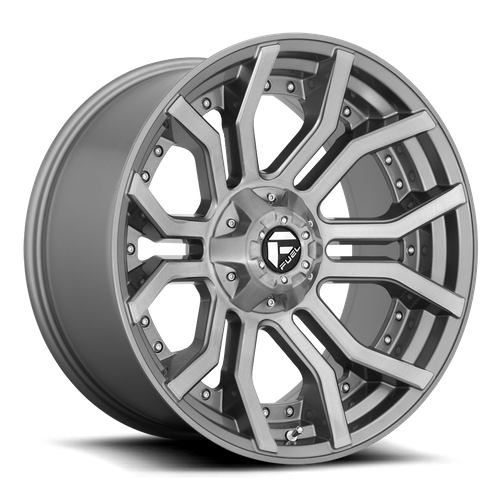 Fuel Offroad D713 RAGE PLATINUM Brushed Gun Metal Tinted Clear 20x9 +1 5x127|5x139.7mm 87.1mm