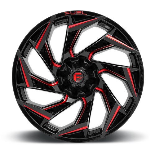Fuel Offroad D755 REACTION Gloss Black Milled W/ Red Tint 24x12 -44 8x170mm 125.1mm