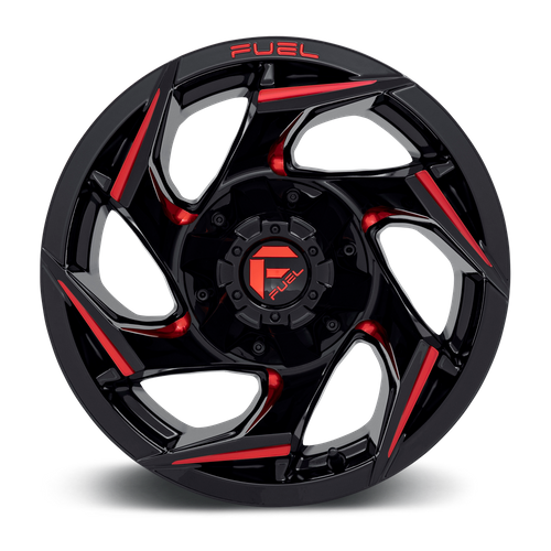 Fuel Offroad D755 REACTION Gloss Black Milled W/ Red Tint 15x8 -18 6x139.7mm 108mm