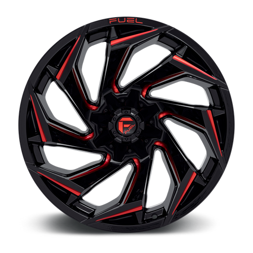 Fuel Offroad D755 REACTION Gloss Black Milled W/ Red Tint 22x10 -18 8x165.1mm 125.1mm - Wheelwiz