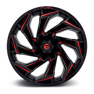 Fuel Offroad D755 REACTION Gloss Black Milled W/ Red Tint 22x10 -18 8x165.1mm 125.1mm - Wheelwiz