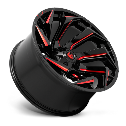 Fuel Offroad D755 REACTION Gloss Black Milled W/ Red Tint 24x12 -44 5x127|5x139.7mm 87.1mm - Wheelwiz