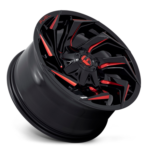 Fuel Offroad D755 REACTION Gloss Black Milled W/ Red Tint 18x9 +1 8x180mm 124.2mm - Wheelwiz