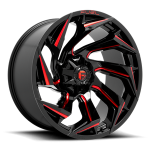 Fuel Offroad D755 REACTION Gloss Black Milled W/ Red Tint 24x12 -44 8x180mm 124.2mm