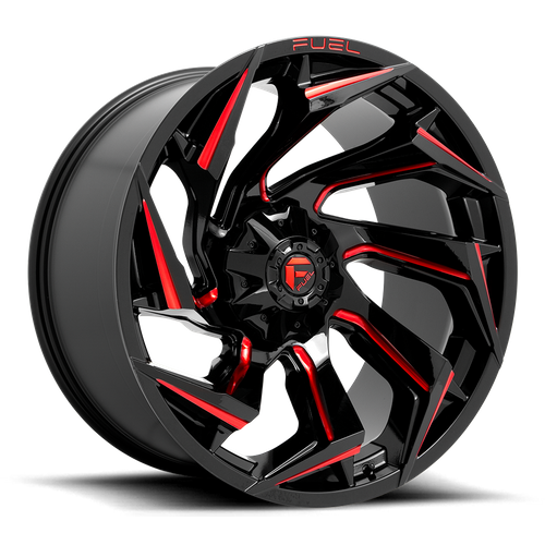 Fuel Offroad D755 REACTION Gloss Black Milled W/ Red Tint 24x12 -44 6x135|6x139.7mm 106.1mm