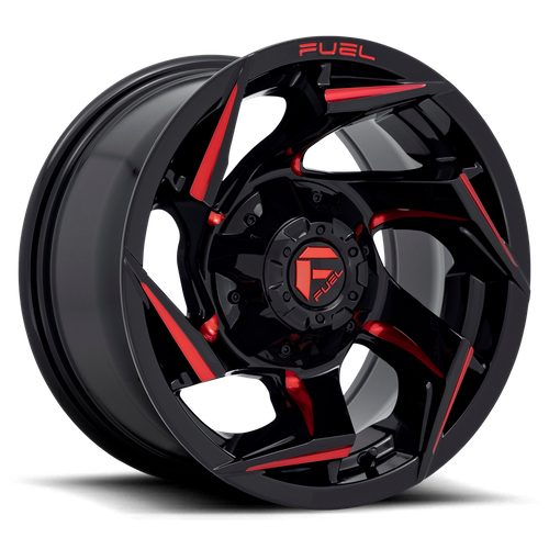Fuel Offroad D755 REACTION Gloss Black Milled W/ Red Tint 15x8 -18 6x139.7mm 108mm
