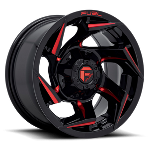 Fuel Offroad D755 REACTION Gloss Black Milled W/ Red Tint 15x8 -18 6x139.7mm 108mm