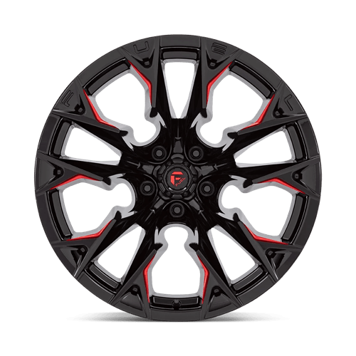 Fuel Offroad D823 FLAME Gloss Black Mill W/ Candy Red 20x12 -44 5x127mm 71.5mm - Wheelwiz