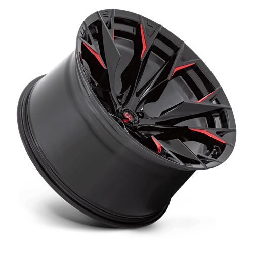 Fuel Offroad D823 FLAME Gloss Black Mill W/ Candy Red 22x12 -44 5x127mm 71.5mm - Wheelwiz