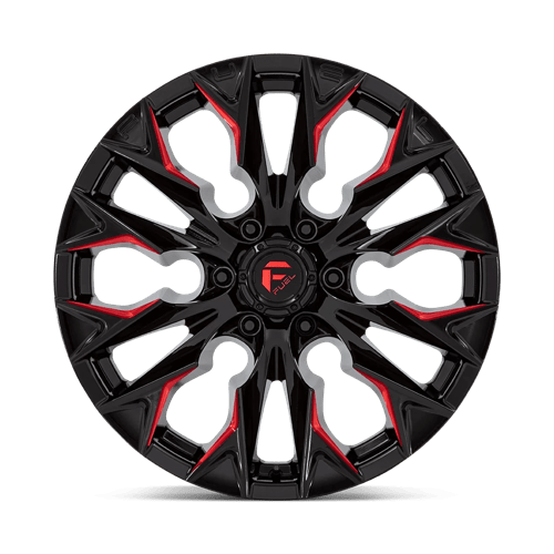 Fuel Offroad D823 FLAME Gloss Black Mill W/ Candy Red 20x9 +20 6x139.7mm 106.1mm - Wheelwiz
