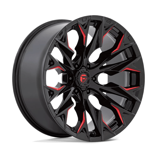 Fuel Offroad D823 FLAME Gloss Black Mill W/ Candy Red 22x10 -18 6x135mm 87.1mm - Wheelwiz