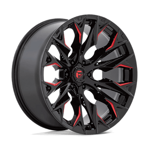 Fuel Offroad D823 FLAME Gloss Black Mill W/ Candy Red 22x10 -18 6x139.7mm 106.1mm - Wheelwiz
