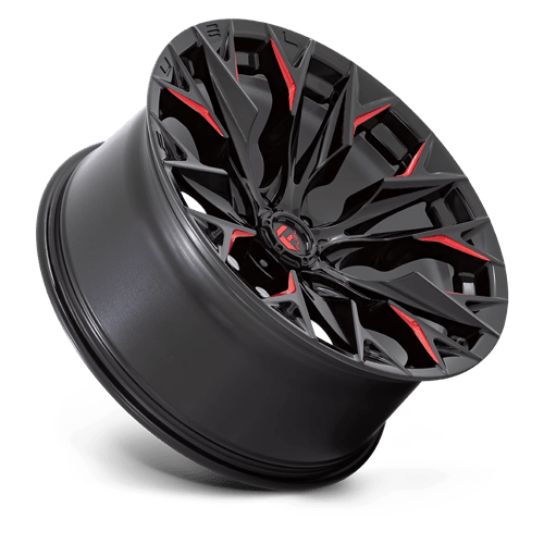 Fuel Offroad D823 FLAME Gloss Black Mill W/ Candy Red 22x10 -18 6x135mm 87.1mm - Wheelwiz