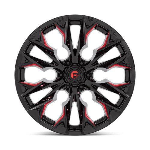 Fuel Offroad D823 FLAME Gloss Black Mill W/ Candy Red 22x10 -18 6x139.7mm 106.1mm - Wheelwiz