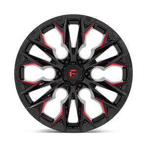 Fuel Offroad D823 FLAME Gloss Black Mill W/ Candy Red 22x10 -18 6x135mm 87.1mm - Wheelwiz